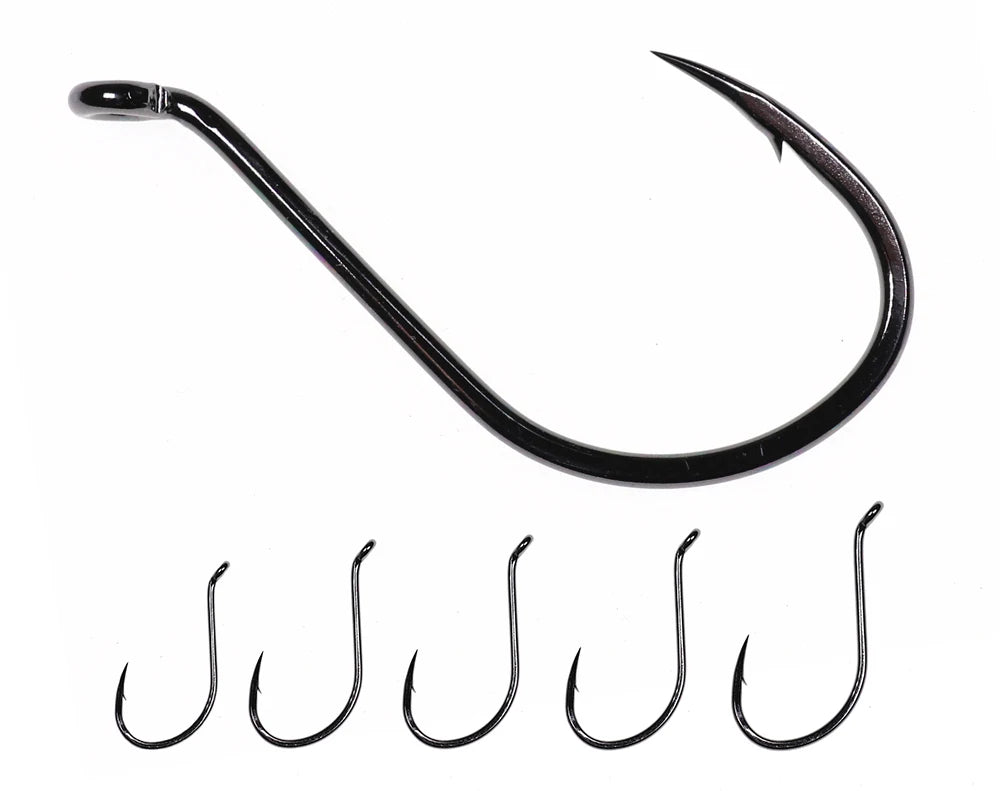 Bimoo 20pcs Offset Octopus Beak Hook High Carbon Steel Black Nickel Sea Fishing Hook 4/0 5/0 6/0 7/0 8/0 - Action Outdoors Kiwi