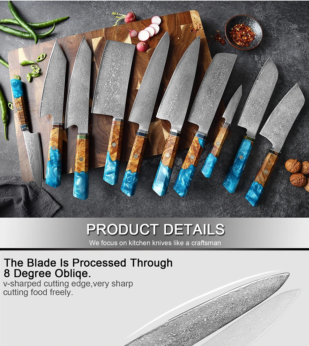 XITUO Damascus Knife Set Kitchen Knife Damascus Steel VG10 Chef Knife Santoku Knives Japanese Knife Home kitchen tools best gift - Action Outdoors Kiwi