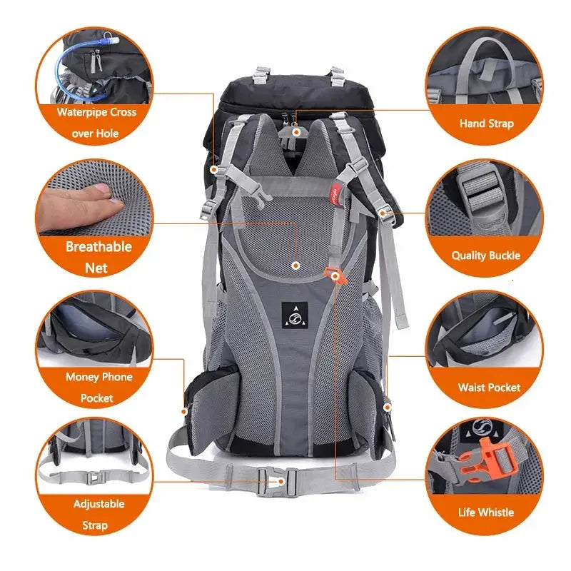 60L Camping Backpack – Ideal for Hiking, Climbing and Mountaineering ZYQS7146 by ECOTREK