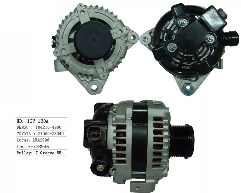 TOYOTA PREVIA 2.4 2006 ONWARDS ALTERNATOR 27060-28340 104210-4980 by JBH AUTO PARTS
