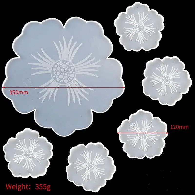 Set of Coaster Moulds - 1x Flower Large + 5x Flower Small by Resin Art NZ