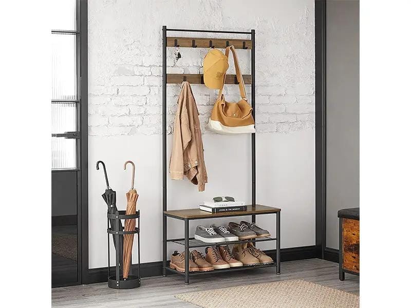 Wooden Coat Rack with Shelves Hooks by VASAGLE by The Shopsite