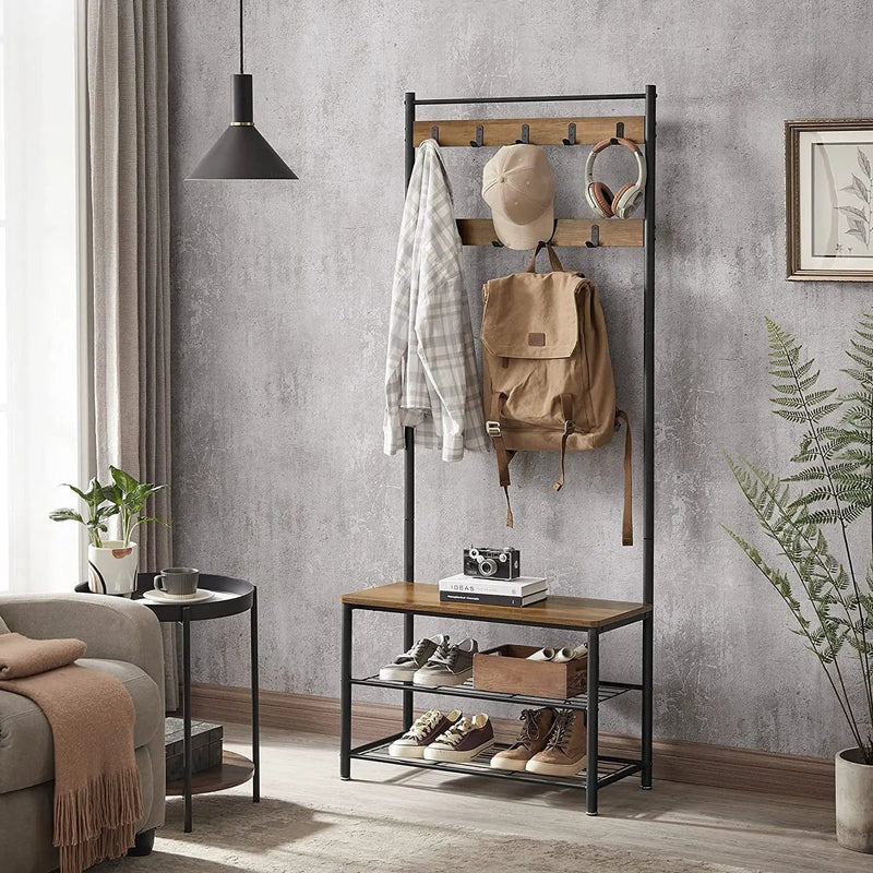 Wooden Coat Rack with Shelves Hooks by VASAGLE by The Shopsite