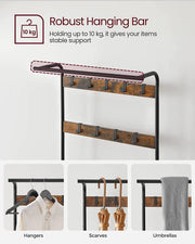 The Shopsite Home-living Wooden Coat Rack with Shelves Hooks by VASAGLE Wooden Coat Rack with Shelves Hooks by VASAGLE