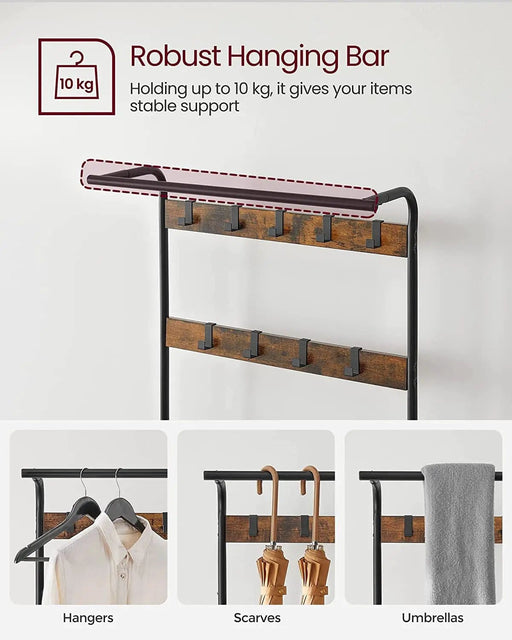 The Shopsite Home-living Wooden Coat Rack with Shelves Hooks by VASAGLE Wooden Coat Rack with Shelves Hooks by VASAGLE