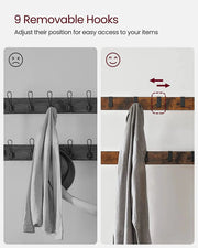 Wooden Coat Rack with Shelves Hooks by VASAGLE by The Shopsite