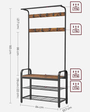 Wooden Coat Rack with Shelves Hooks by VASAGLE by The Shopsite