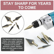 5PCS HSS Step Steel Cone Drill Titanium Bits Set by salelink.co.nz