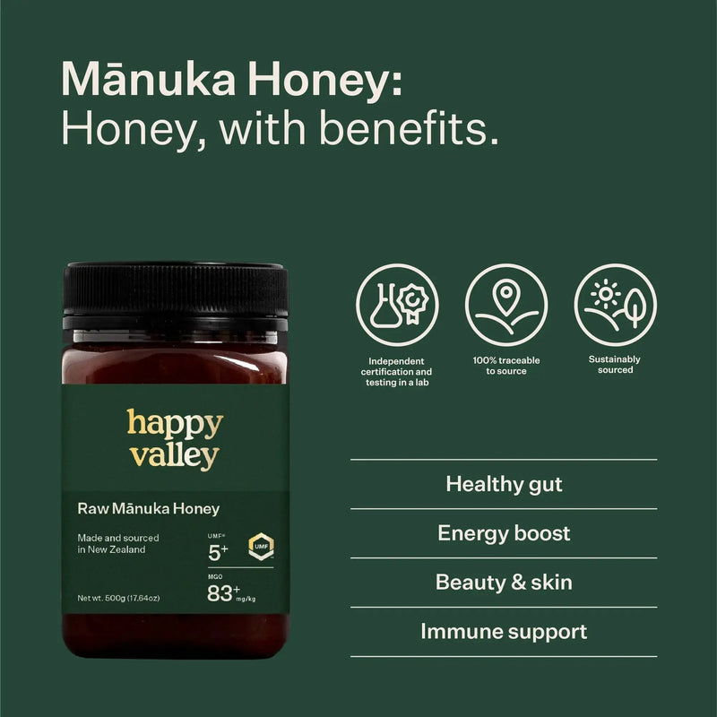 UMF 5+ Mānuka Honey by Happy Valley Honey