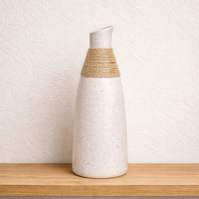 Frankly Cotton Speckled Ceramic Rope Vase by Nest & Stem Homewares
