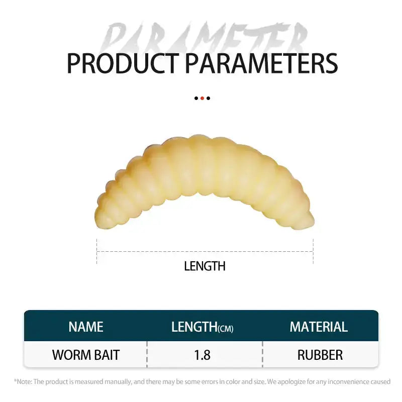 50PCS 2cm 0.3g Artificial Soft Grub Bait by NZ Diver