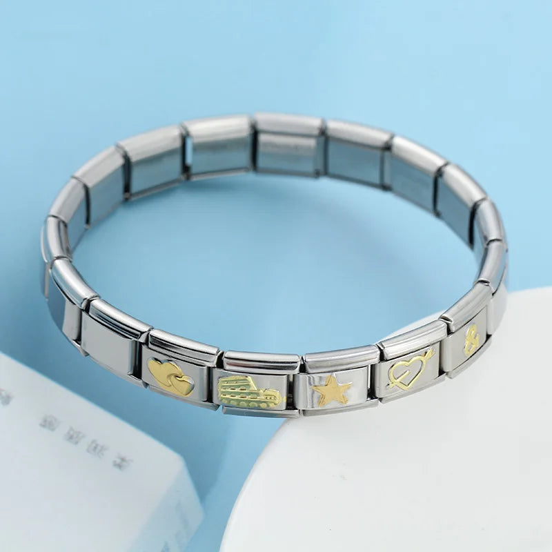 Hapiship 2024 New Fashion 26 English Letters Italian Charm Links Fit 9mm Stainless Steel Bracelet Making Women Jewelry DJ110 - Action Outdoors Kiwi