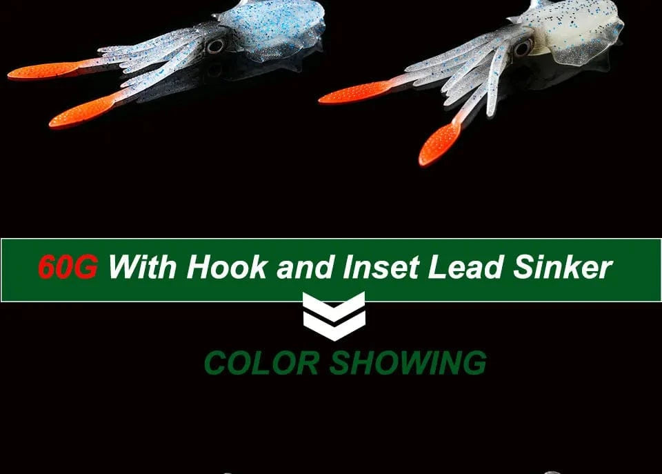 SUNMILE Fishing Soft Squid Lure 20g/60g/80g/100g/120g/150g Luminous/UV Squid Jig Fishing Lures For Sea Fishing Wobbler Bait - Action Outdoors Kiwi