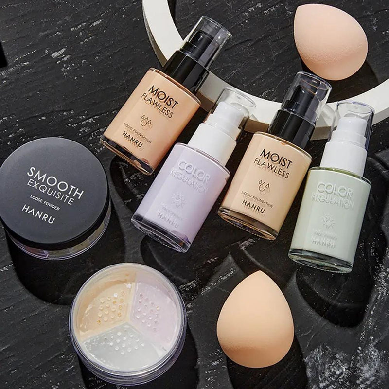 4-piece makeup kit BB cream & isolation base & loose powder & beauty sponge by Poppy Gifts