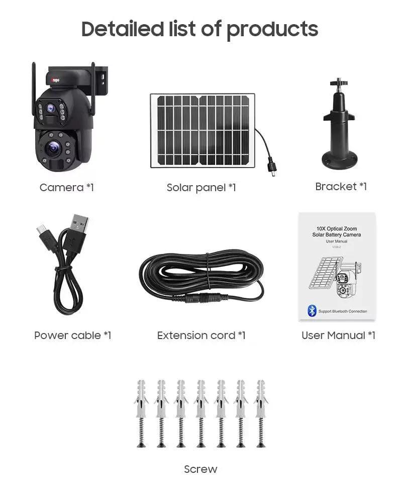 Dual camera 4G SIM SOLAR security camera wireless free batteries with 64GB card by Kiwi Grab