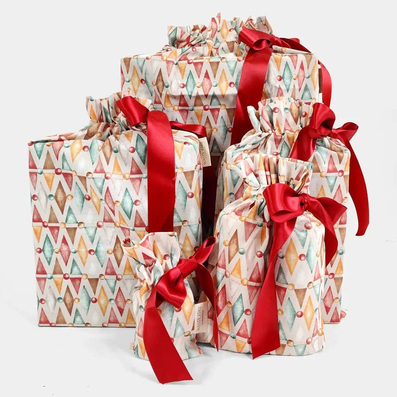 Waste Free Celebrations Fabric Gift Bags Nutcracker Harlekin (Reusable Gift Bag Set) Nutcracker Harlekin (Reusable Gift Bag Set)