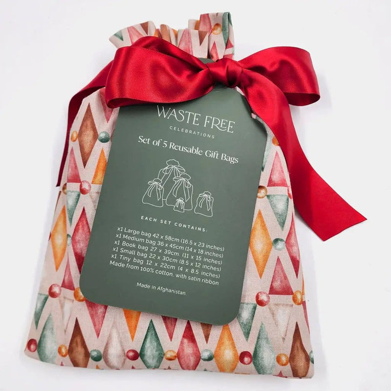 Waste Free Celebrations Fabric Gift Bags Nutcracker Harlekin (Reusable Gift Bag Set) Nutcracker Harlekin (Reusable Gift Bag Set)