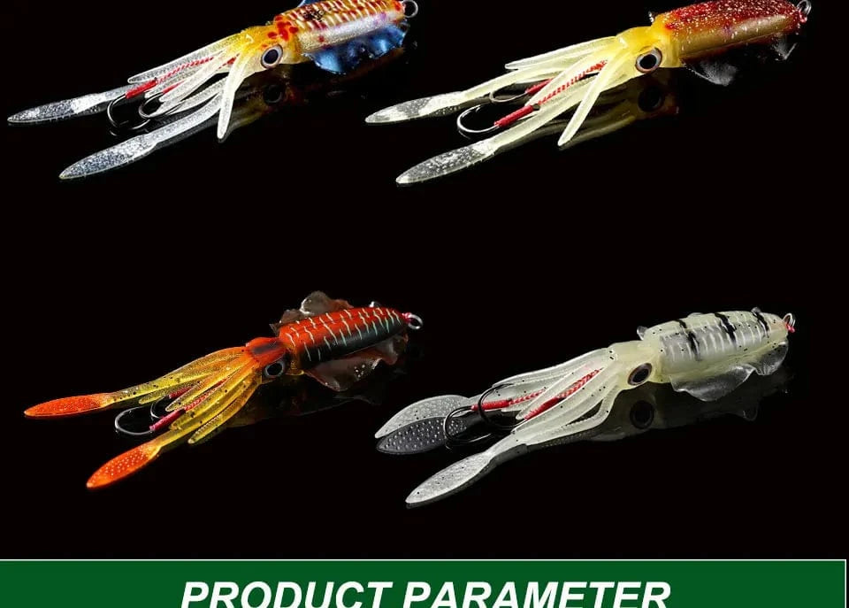 SUNMILE Fishing Soft Squid Lure 20g/60g/80g/100g/120g/150g Luminous/UV Squid Jig Fishing Lures For Sea Fishing Wobbler Bait - Action Outdoors Kiwi