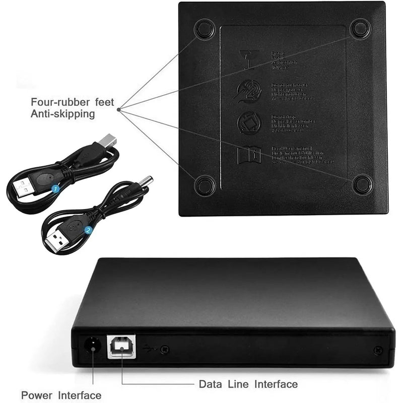USB External CD DVD ROM Writer Burner Player Drive PC Laptop for Windows Mac by salelink.co.nz