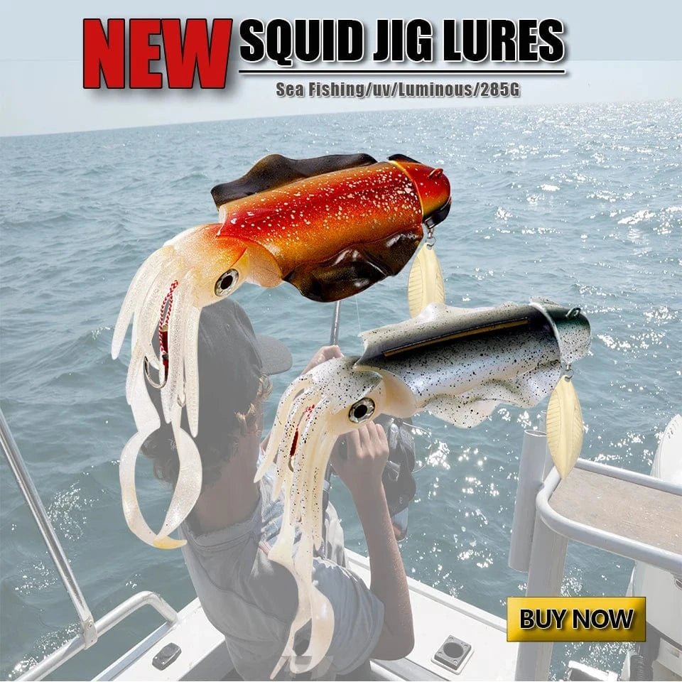 SUNMILE Fishing Soft Squid Lure 20g/60g/80g/100g/120g/150g Luminous/UV Squid Jig Fishing Lures For Sea Fishing Wobbler Bait - Action Outdoors Kiwi