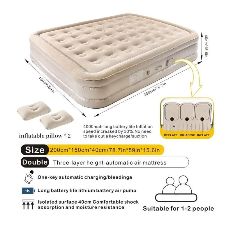 ECOTREK Inflatable Air Mattress 40cm High with Built-in Pump – Luxury Camping & Guest Air Bed (Single / Queen / King)LX9054 by ECOTREK