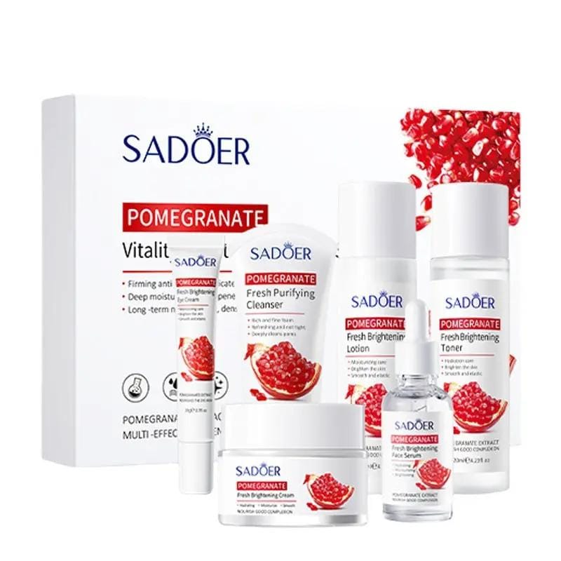 SADOER Pomegranate Whitening Hydrating Anti Aging Firming 6-piece Skin Care Set by Poppy Gifts