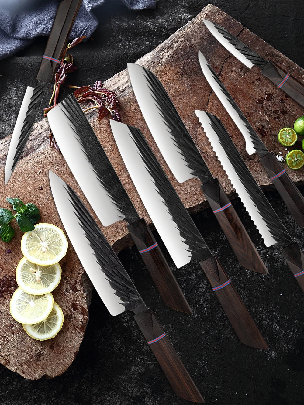 XITUO High Carbon Kitchen Knives Handmade Forged Japanese Sharp Chef Knife Set Cleaver Kiritsuke Santoku Utility Paring Knife - Action Outdoors Kiwi