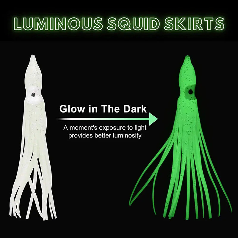 15cm Octopus Luminous Skirts ( Pack of 5) by NZ Diver
