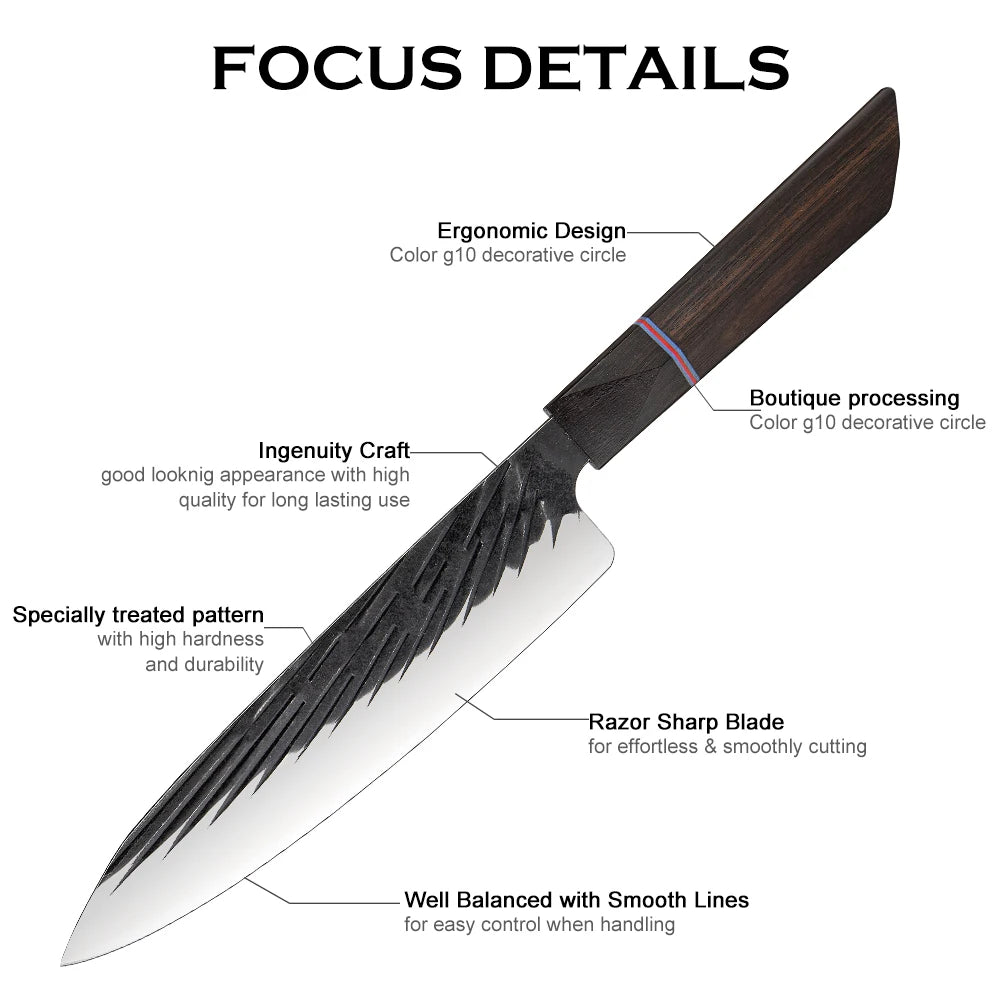 XITUO High Carbon Kitchen Knives Handmade Forged Japanese Sharp Chef Knife Set Cleaver Kiritsuke Santoku Utility Paring Knife - Action Outdoors Kiwi