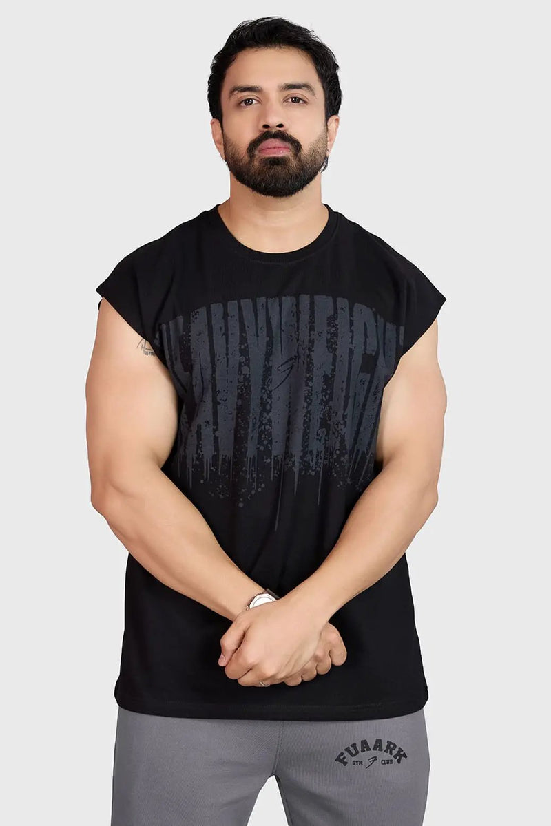 Heavyweight Capsleeves Tank Black by Fuaark Nz