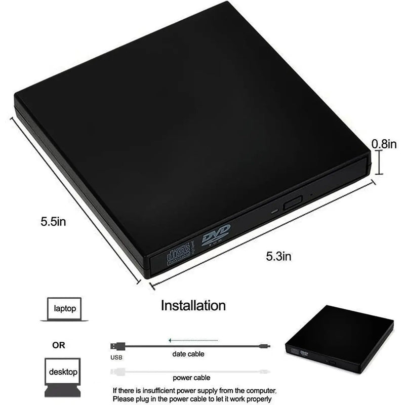 USB External CD DVD ROM Writer Burner Player Drive PC Laptop for Windows Mac by salelink.co.nz