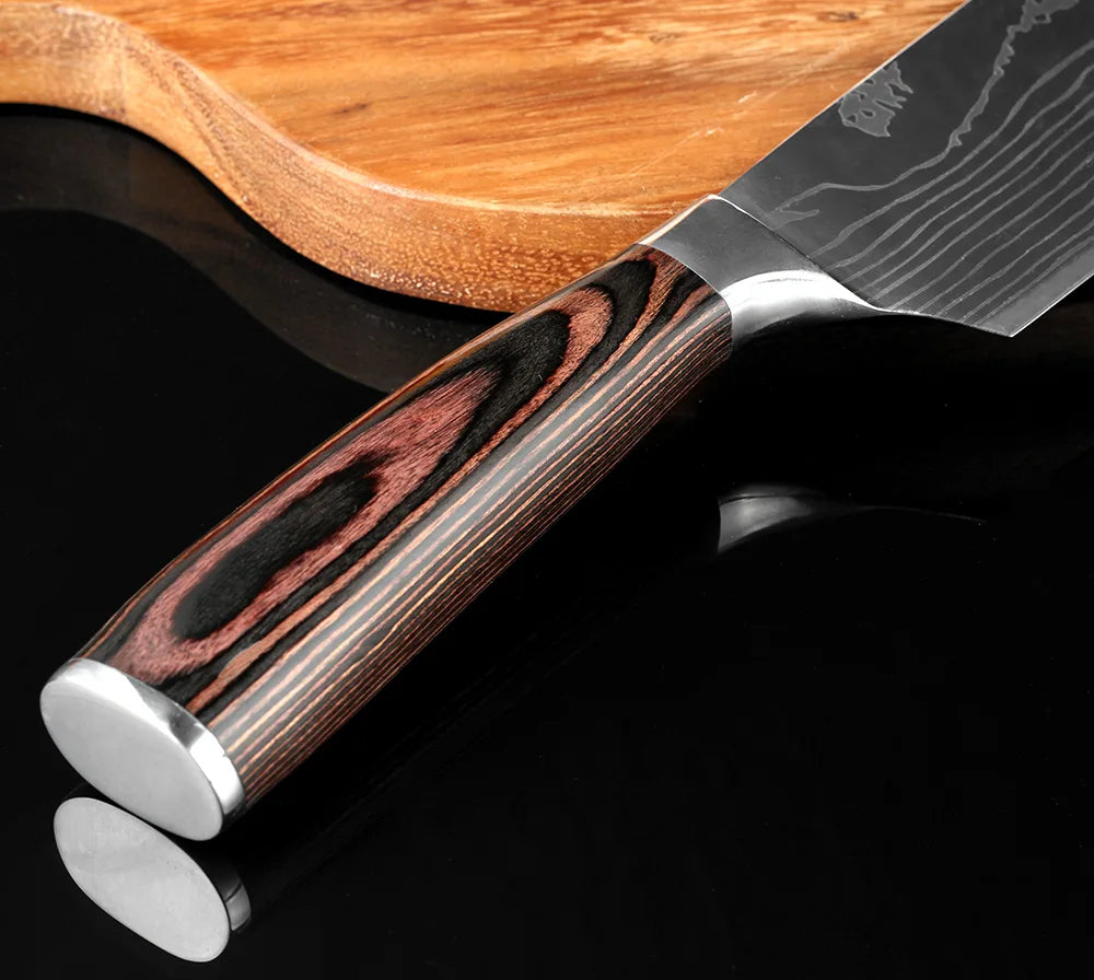 XITUO Kitchen Knife Set Meat Cleaver Chef Knives Stainless Steel Santoku Fruit Vegetable Knife Damascus Pattern Cooking Cutter - Action Outdoors Kiwi