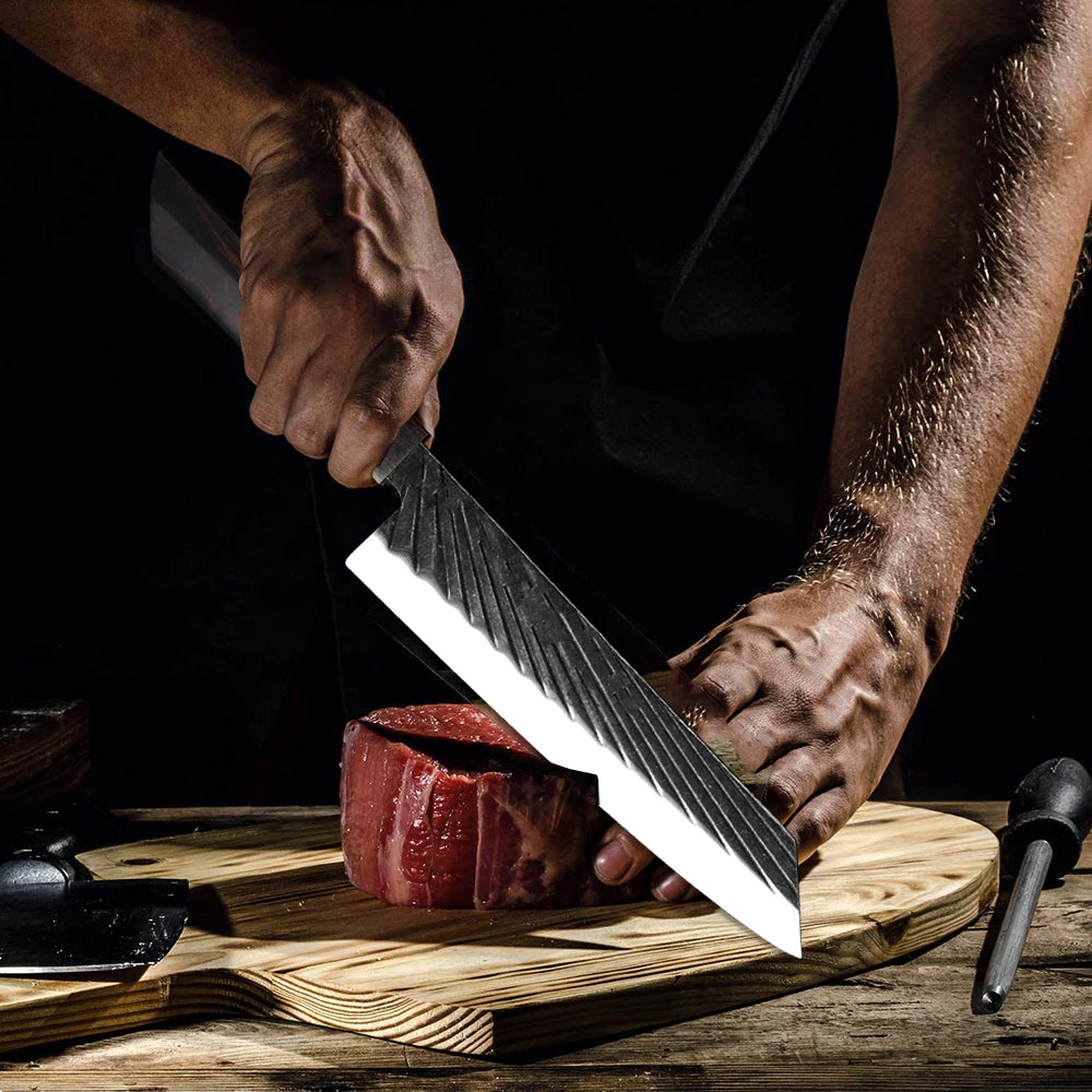 XITUO High Carbon Kitchen Knives Handmade Forged Japanese Sharp Chef Knife Set Cleaver Kiritsuke Santoku Utility Paring Knife - Action Outdoors Kiwi