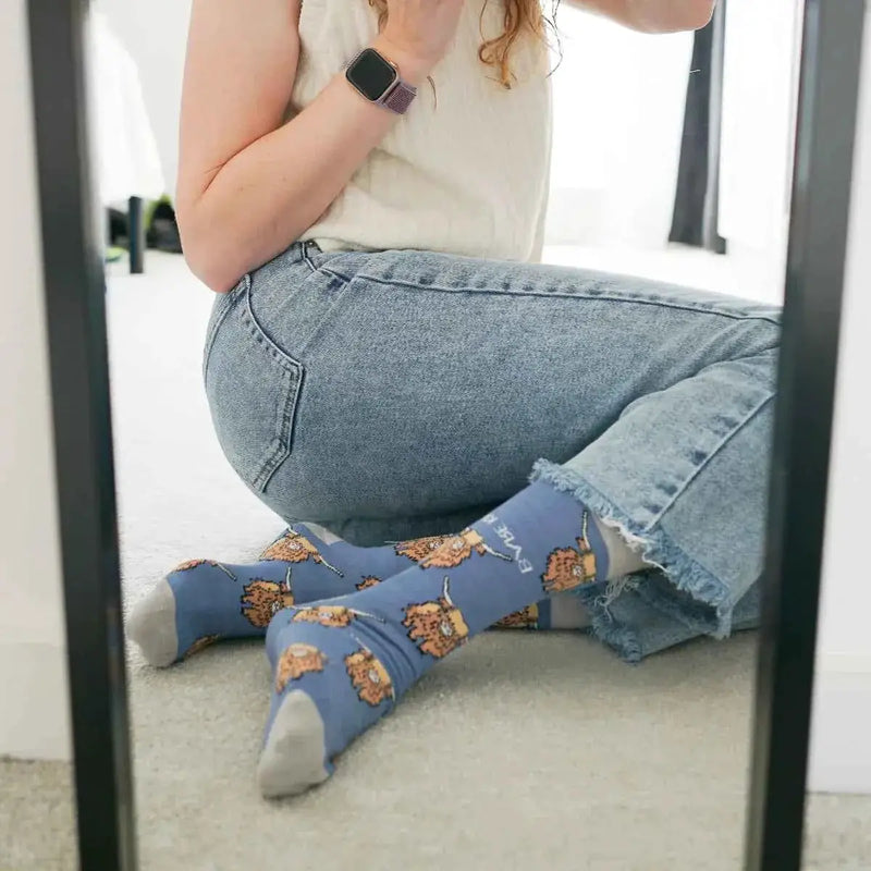 Save the Highland Cow Bamboo Socks by Barekind NZ