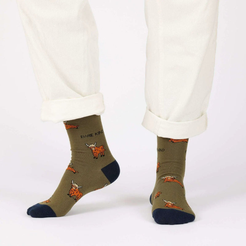 Save the Green Highland Cow Bamboo Socks by Barekind NZ