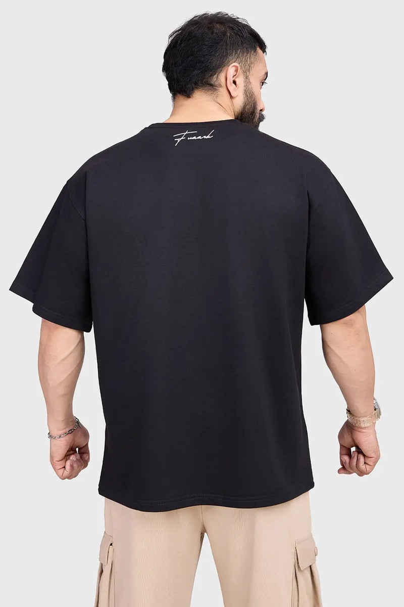 Hustle Oversized T-shirt Black by Fuaark Nz