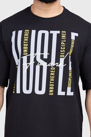 Hustle Oversized T-shirt Black by Fuaark Nz