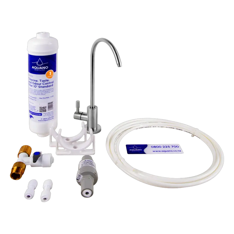 Aquano Inline Under-Sink Water Filter Tap Kit - 1 Micron, Chlorine & Lead Reduction NZ by Filtration Station NZ