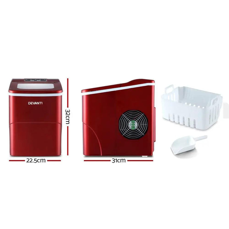 SportZone.co.nz Appliances > Kitchen Appliances > Ice Makers Devanti 12kg Ice Maker Machine Red Devanti 12kg Ice Maker Machine Red