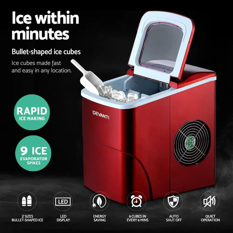 SportZone.co.nz Appliances > Kitchen Appliances > Ice Makers Devanti 12kg Ice Maker Machine Red Devanti 12kg Ice Maker Machine Red