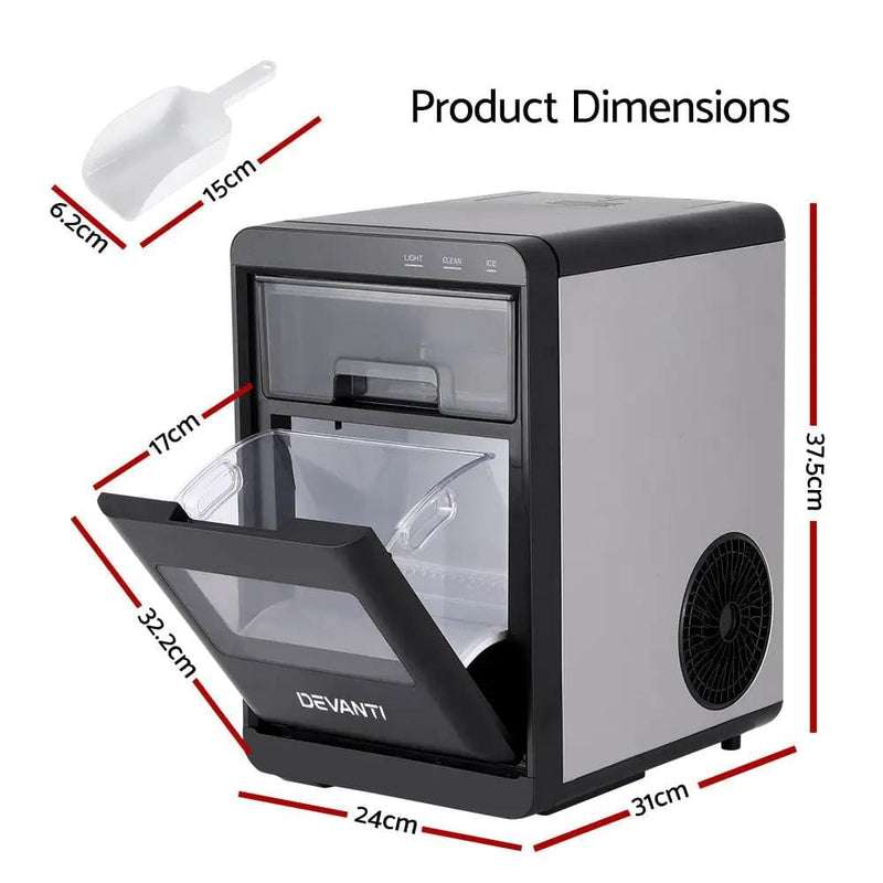 SportZone.co.nz Appliances > Kitchen Appliances > Ice Makers Devanti Ice Maker Machine 20kg Chewable Nugget Ice Countertop w/Self Cleaning Devanti Ice Maker Machine 20kg Chewable Nugget Ice Countertop w/Self Cleaning