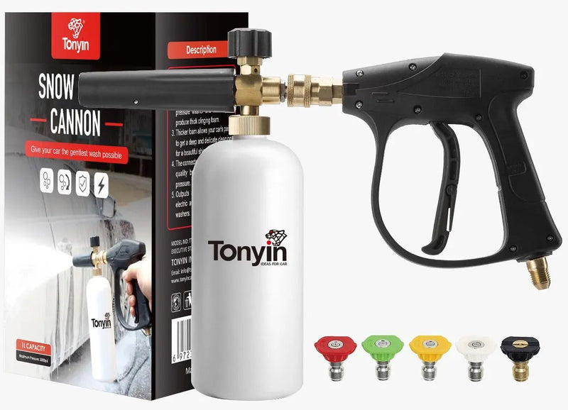 TONYIN SNOW FOAM CANNON (WITH SPRAY GUN AND PRESSURE WASHER NOZZLES) by Racing Pro NZ Ltd