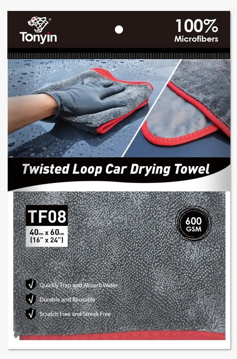 TONYIN TWISTED LOOP CAR DRYING TOWEL (40x60cm 600gsm) by Racing Pro NZ Ltd