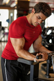 Power Seamless T-shirt Red/Logo by Fuaark Nz