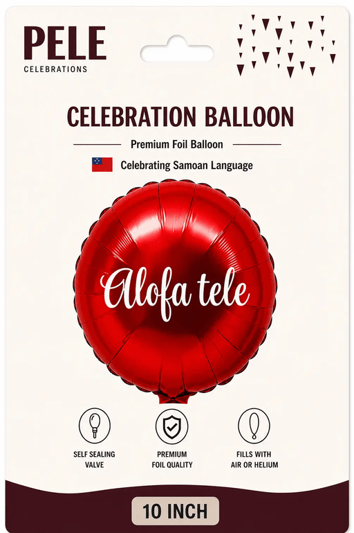 PELE Samoan Celebration Foil Balloon Alofa Tele 10 Inch Party Balloon Samoan Celebration Foil Balloon 10 Inch Alofa Tele
