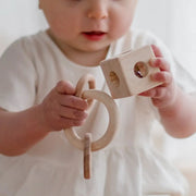 Wooden Cube Rattle - QToys | Wooden Toy NZ by Curious Moonbeam