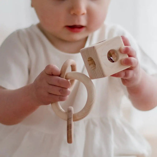 Curious Moonbeam Montessori Toy Wooden Cube Rattle - QToys | Wooden Toy NZ Wooden Cube Rattle - QToys | Wooden Toy NZ