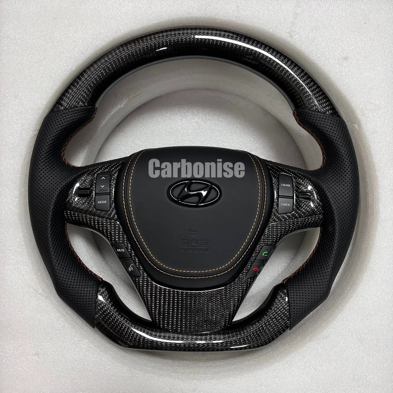 Hyundai Steering Wheel (Carbon Fiber+Perforated Leather) #01 by CARBONISE