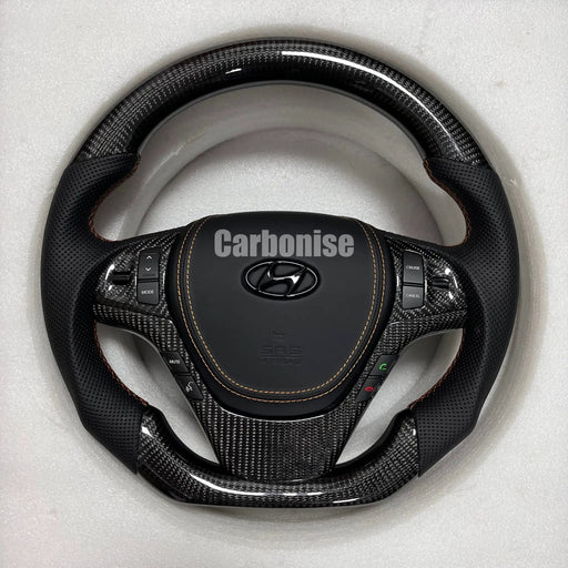 Hyundai Steering Wheel (Carbon Fiber+Perforated Leather) #01 by CARBONISE