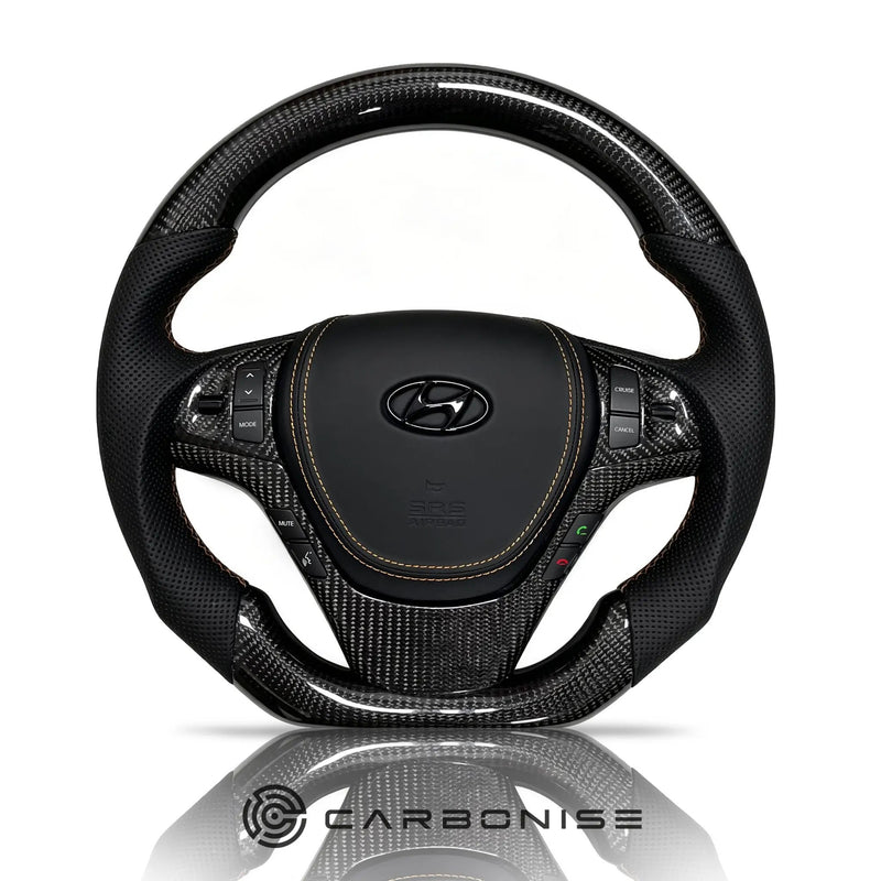 Hyundai Steering Wheel (Carbon Fiber+Perforated Leather) #01 by CARBONISE